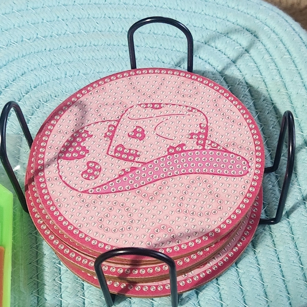 Pink Diamond Art Coasters Set